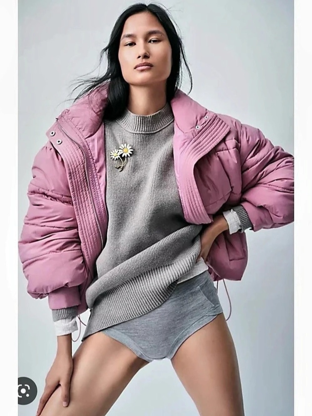 Free People Olivia Puffer Jacket in Dusty pink